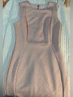 Calvin Klein Nude Pink Embellished Sleeveless Mini Dress